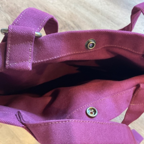 Stone + Cloth Tote Bag Backpack Convertible Maroon Burgundy Cotton Canvas Snap - Picture 8 of 16
